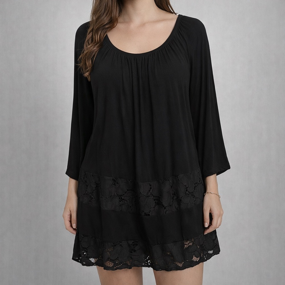 Black Lace Trim Dress